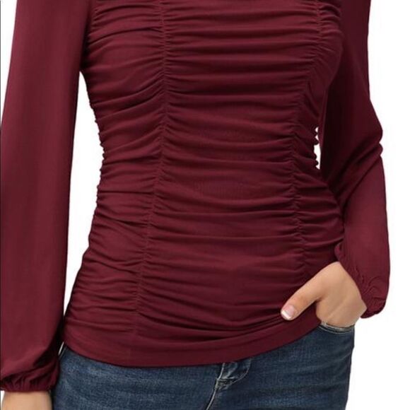 Grace Karin Ruched Slim Fit T Shirt 2XL Red NWT - Picture 2 of 5